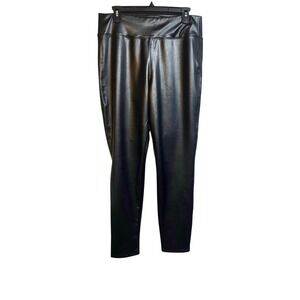 GAP Black Faux Leather Leggings Womens Size L High Waist Stretch